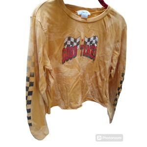 Obsessive Love Yellow Long Sleeve Crop Top  Size M Y2K Race